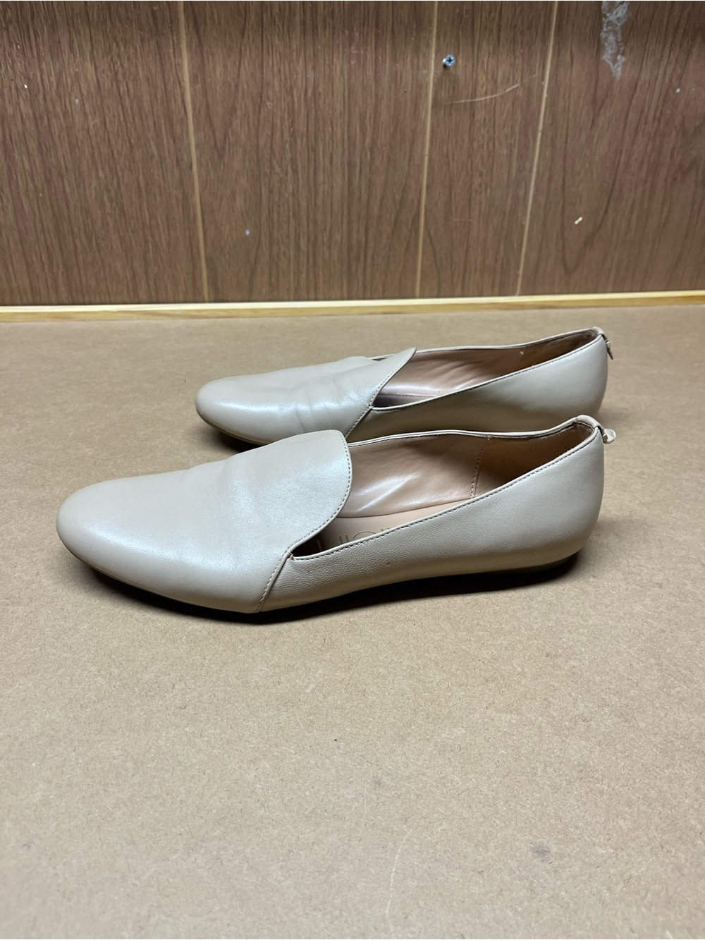 Women's Calvin Klein Beige Slip-On Leather Loafers